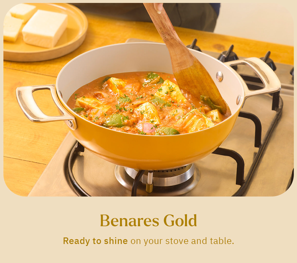 Kadai 24cm with glass lid - Benares Gold