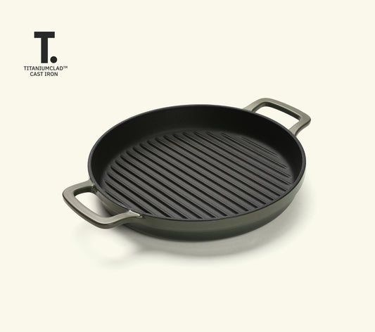 TitaniumClad™  Cast Iron Grill Pan 27cm - Sage