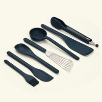 Set of 7 (Ladle, Brush, Flip, Stir, Scrape, Tong, Fish Spatula) - Nilgiri Blue