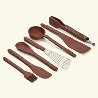 Set of 7 (Ladle, Brush, Flip, Stir, Scrape, Tong, Fish Spatula) - Jaipur Terracotta