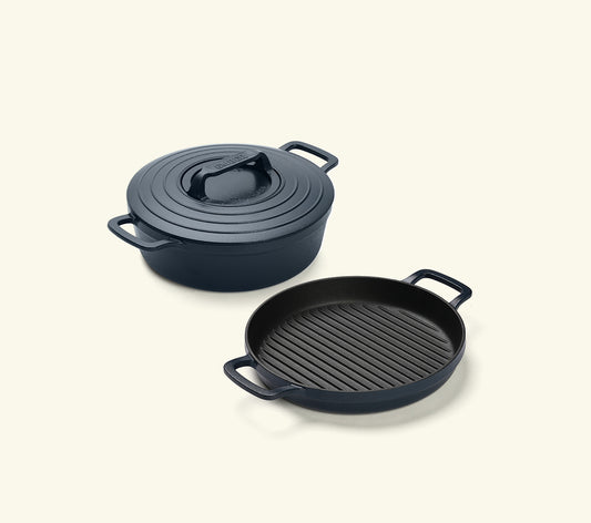 Pre-seasoned Cast Iron Duo - Nilgiri Blue