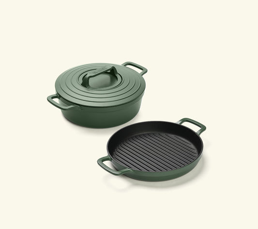 Pre-seasoned Cast Iron Duo - Coorg Green