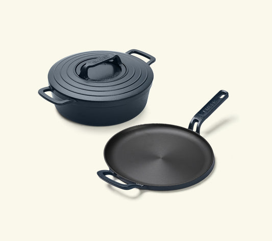 Pre-seasoned Cast Iron Duo - Nilgiri Blue