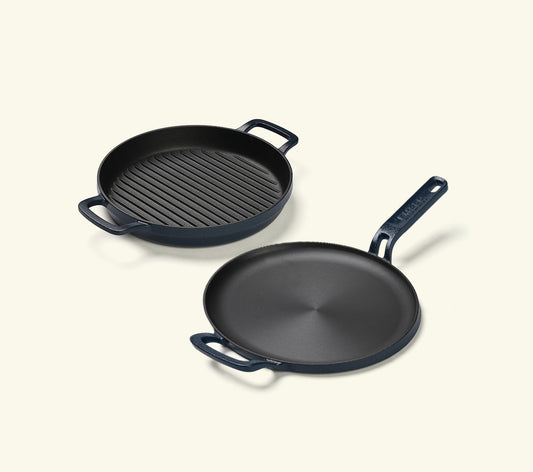 Pre-seasoned Cast Iron Duo - Nilgiri Blue