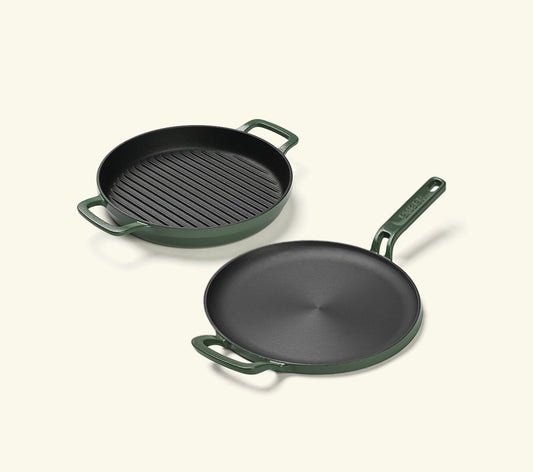 Pre-seasoned Cast Iron Duo - Coorg Green