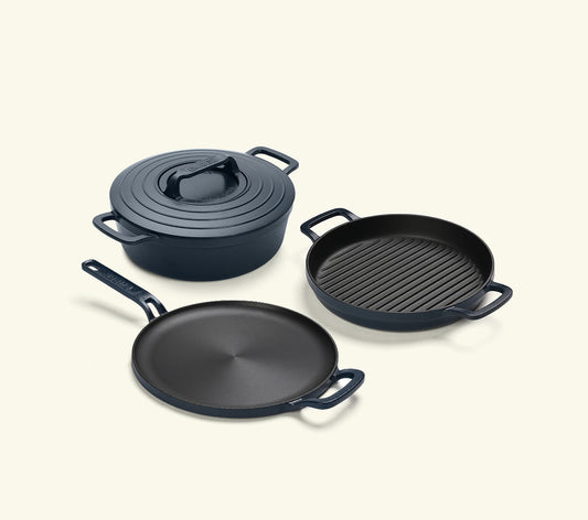 Pre-Seasoned Cast Iron Trio - Nilgiri Blue