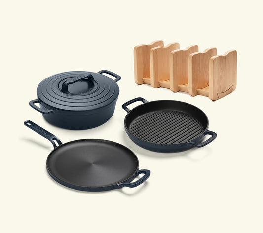 Cast Iron Trio with Storage - Nilgiri Blue