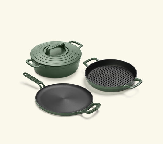 Pre-Seasoned Cast Iron Trio - Coorg Green