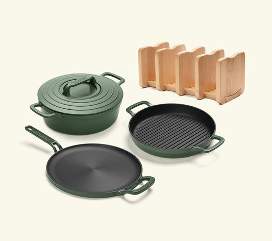 Cast Iron Trio with Storage - Coorg Green