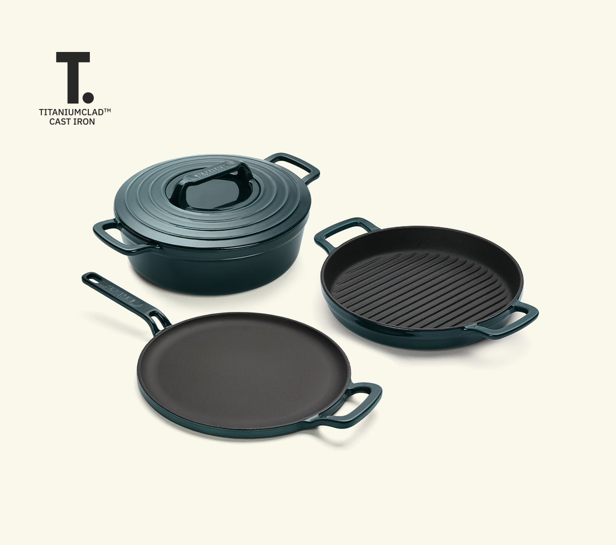 TitaniumClad™ Cast Iron Trio - Teal
