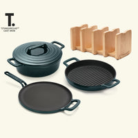 Cast Iron Trio with Storage - Teal