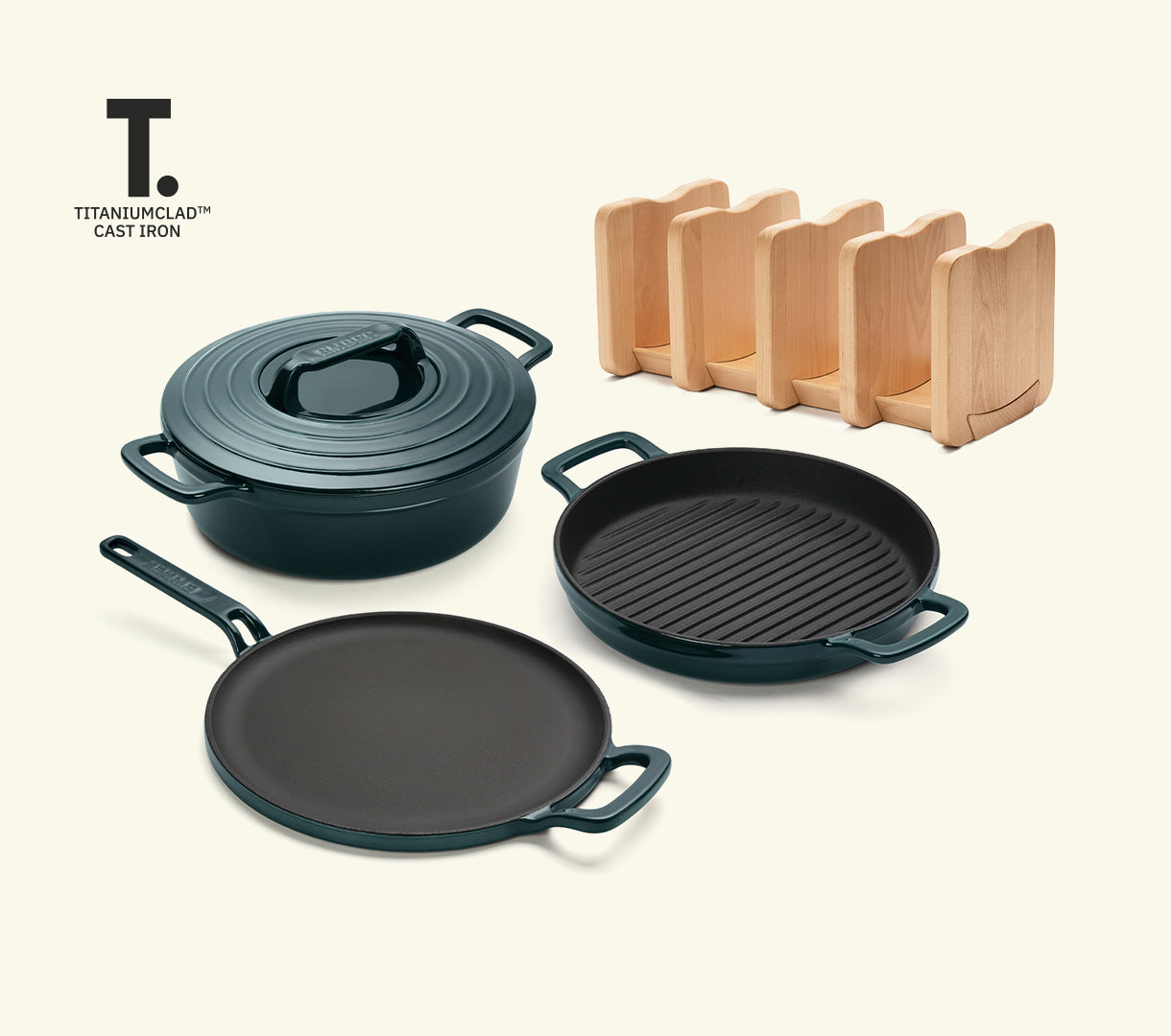 Cast Iron Trio with Storage - Teal