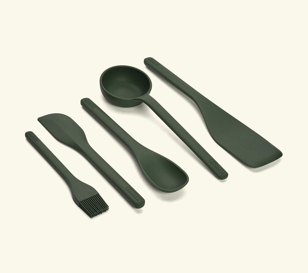 Set of 5 (Ladle, Brush, Flip, Stir, Scrape) - Coorg Green