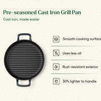 Pre-Seasoned Cast Iron Grill Pan 27cm - Nilgiri Blue