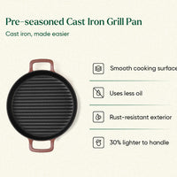 Pre-Seasoned Cast Iron Grill Pan 27cm - Jaipur Terracotta