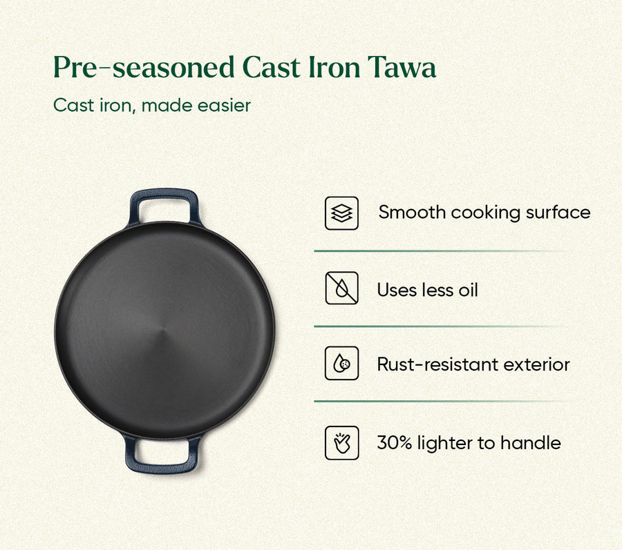 Pre-Seasoned Tawa 30 cm - Nilgiri Blue