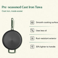 Pre-Seasoned Tawa 27 cm - Coorg Green