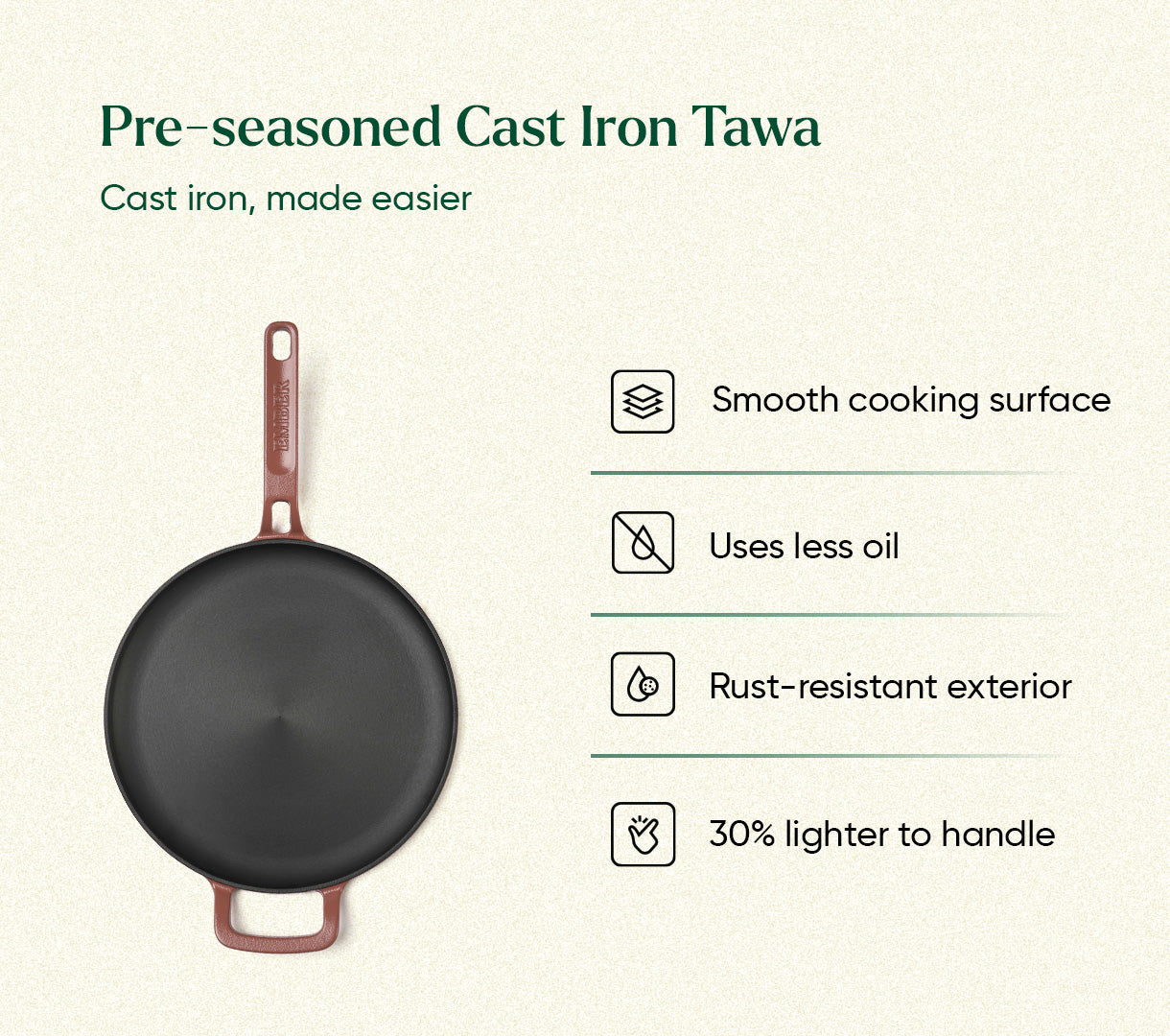 Pre-Seasoned Tawa 27 cm - Jaipur Terracotta