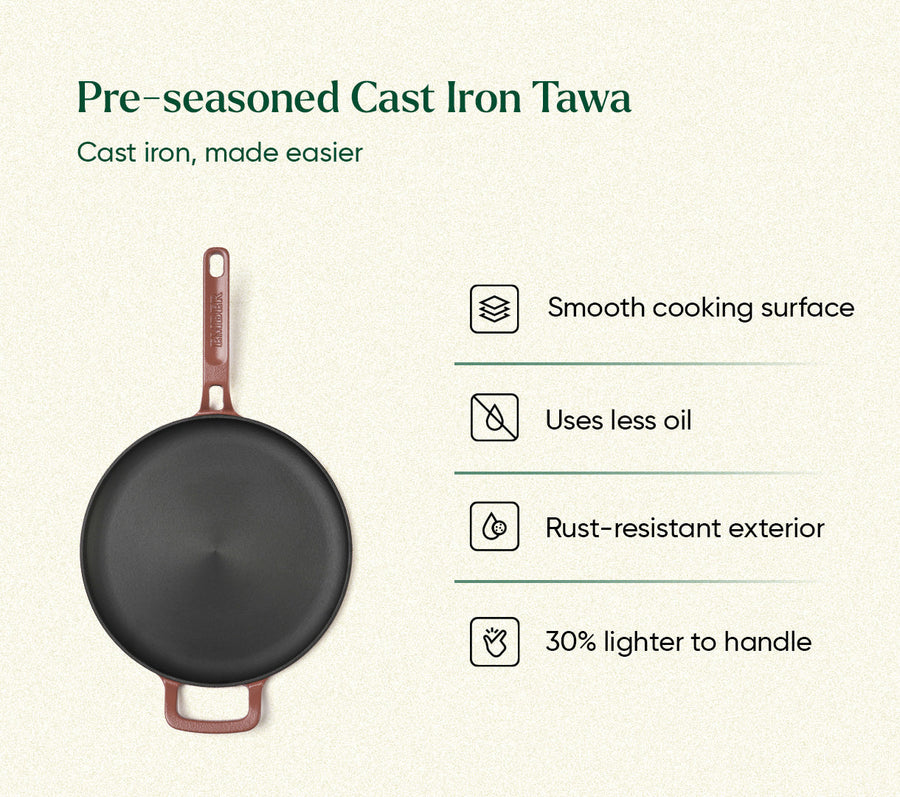 Pre-Seasoned Tawa 27 cm - Jaipur Terracotta