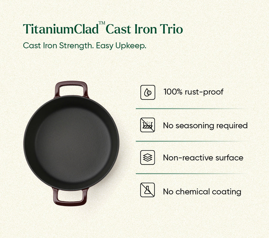 TitaniumClad™ Cast Iron Trio - Wine