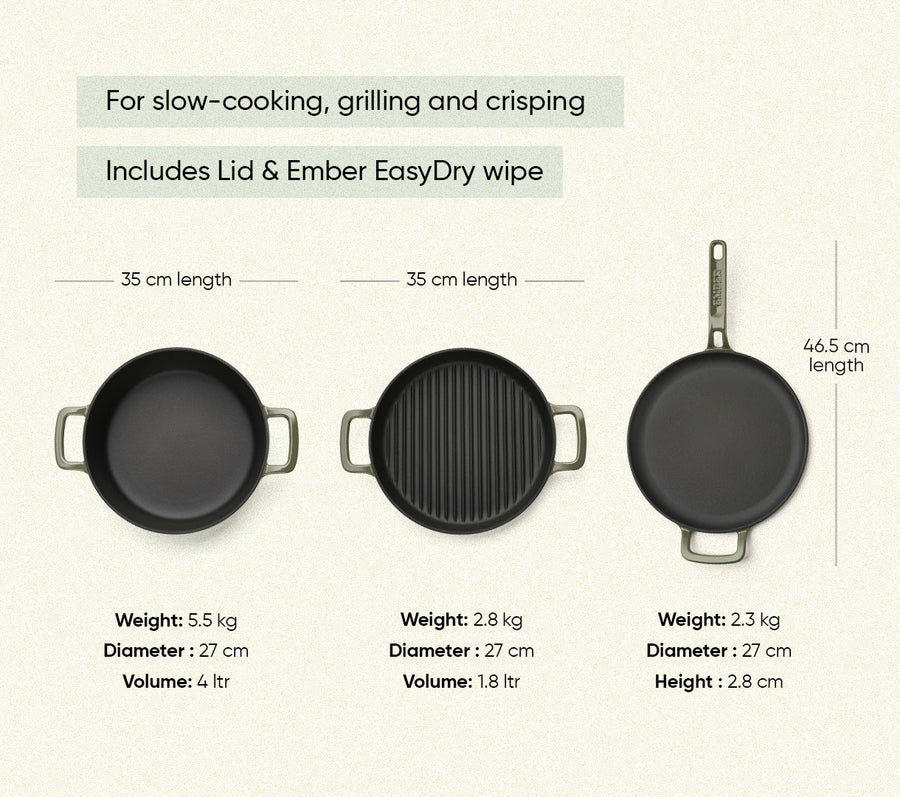 TitaniumClad™ Cast Iron Trio - Sage