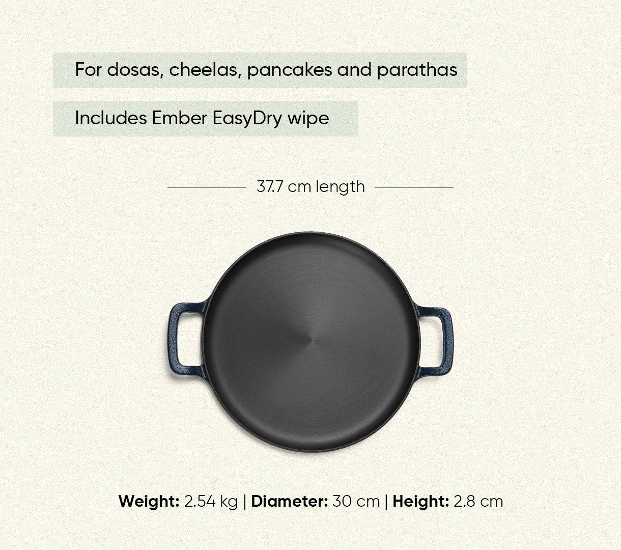 Pre-Seasoned Tawa 30 cm - Nilgiri Blue