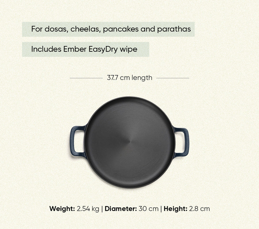 Pre-Seasoned Tawa 30 cm - Nilgiri Blue