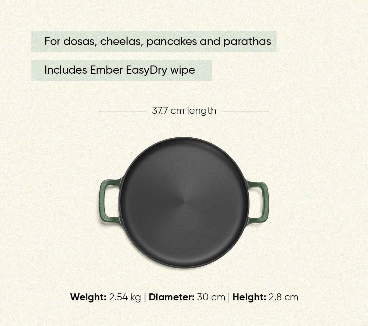 Pre-Seasoned Tawa 30 cm - Coorg Green