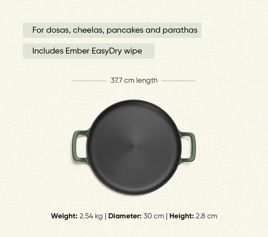 Pre-Seasoned Tawa 30 cm - Coorg Green