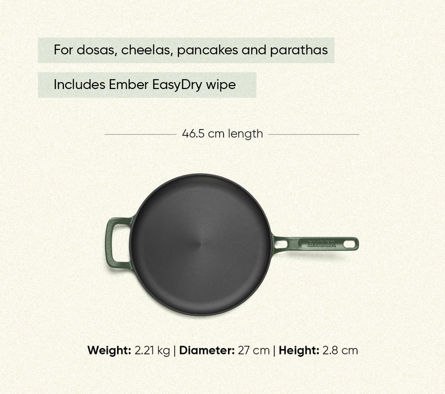 Pre-Seasoned Tawa 27 cm - Coorg Green