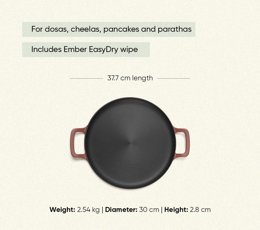 Pre-Seasoned Tawa 30 cm - Jaipur Terracotta