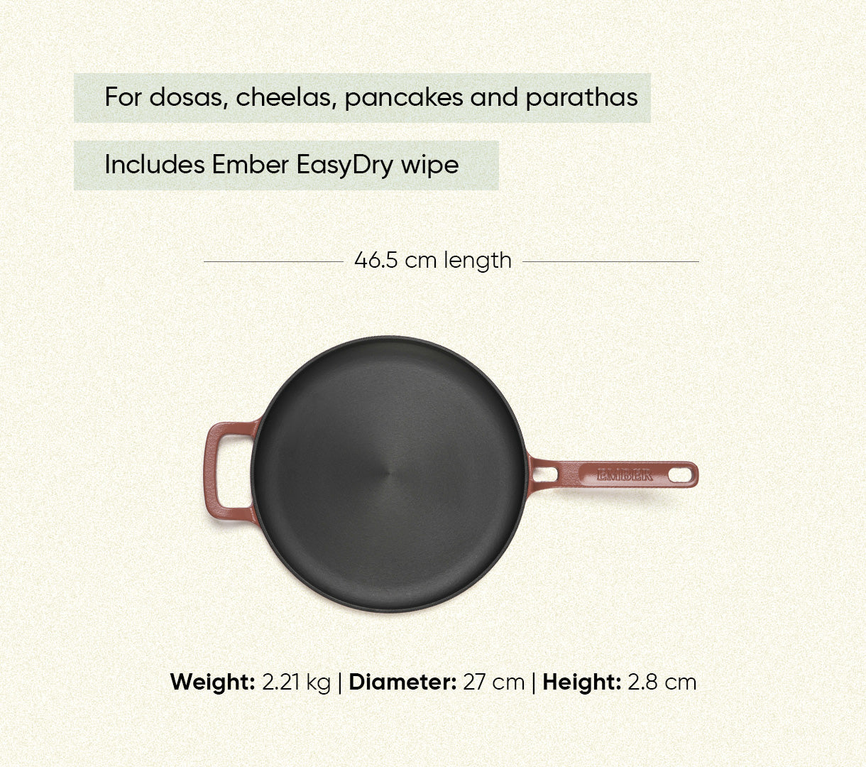 Pre-Seasoned Tawa 27 cm - Jaipur Terracotta