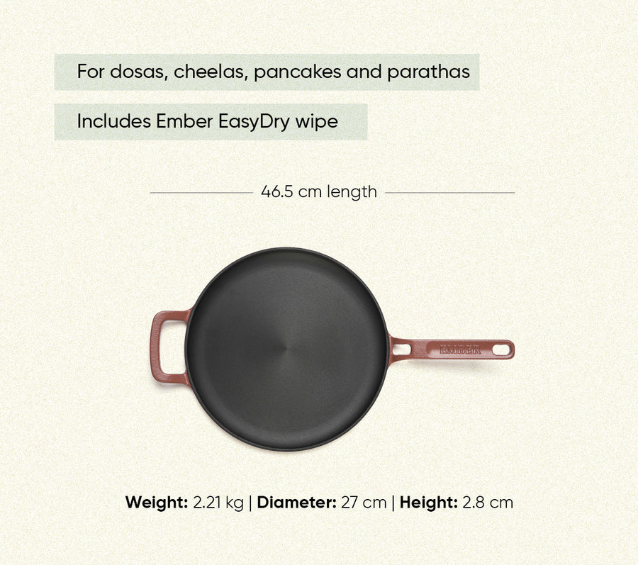 Pre-Seasoned Tawa 27 cm - Jaipur Terracotta