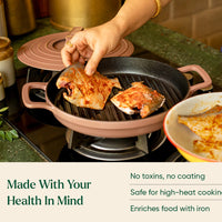 Pre-Seasoned Cast Iron Grill Pan 27cm - Jaipur Terracotta