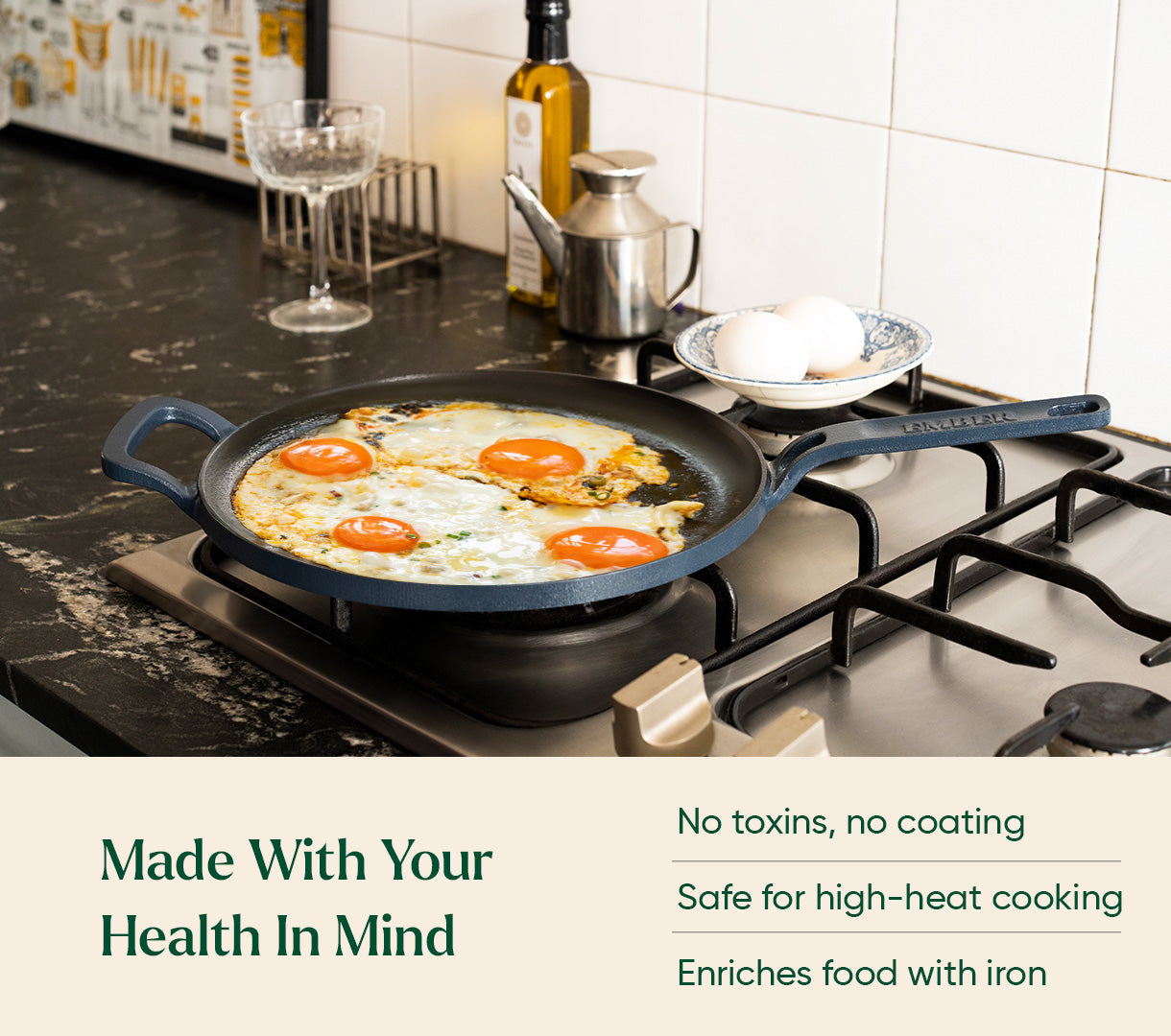 Pre-Seasoned Tawa 27 cm - Nilgiri Blue