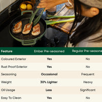 Pre-Seasoned Cast Iron Grill Pan 27cm - Coorg Green