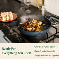 Pre-Seasoned Cast Iron Grill Pan 27cm - Nilgiri Blue