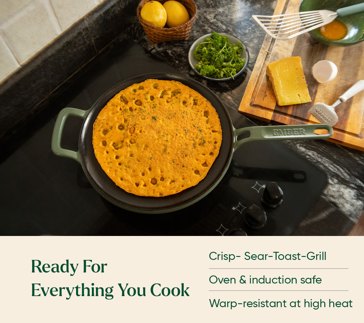 Pre-Seasoned Tawa 27 cm - Coorg Green