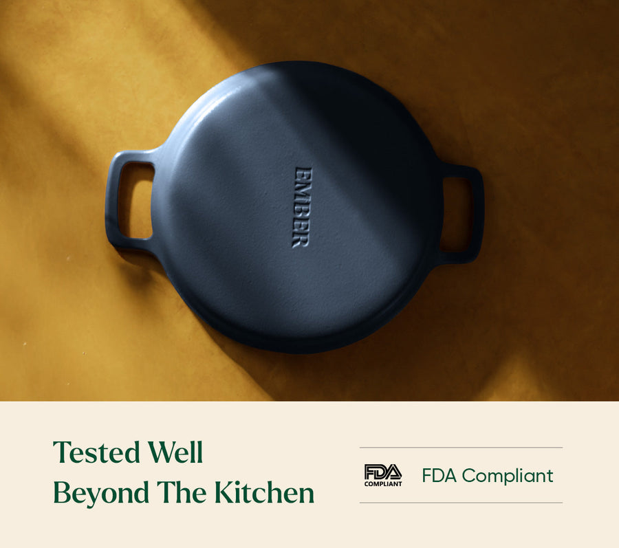 Pre-Seasoned Cast Iron Grill Pan 27cm - Nilgiri Blue