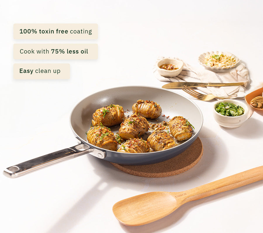 Frypan 24cm with glass lid - Nilgiri Blue