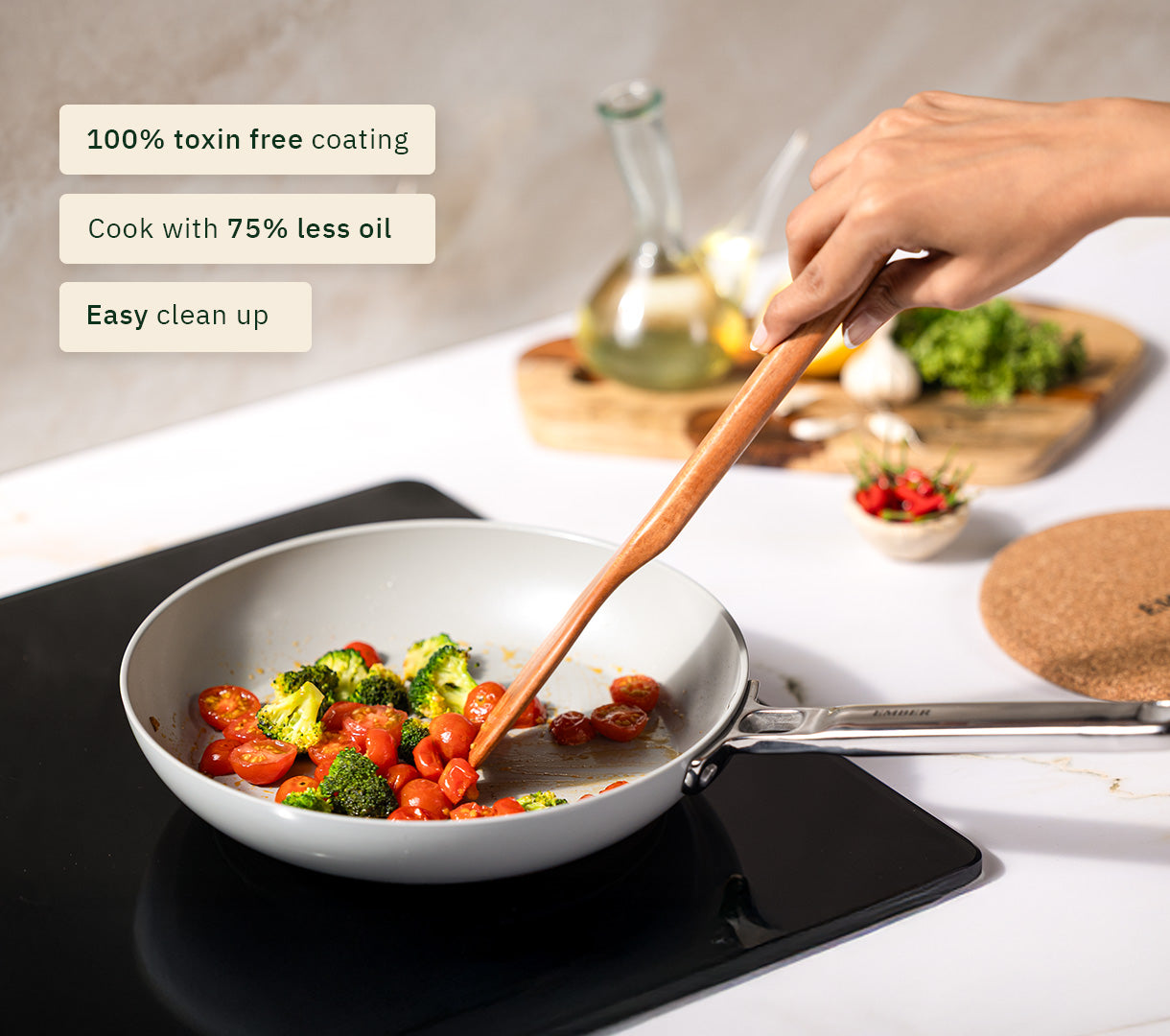 Frypan 24cm with glass lid - Himalayan Mist