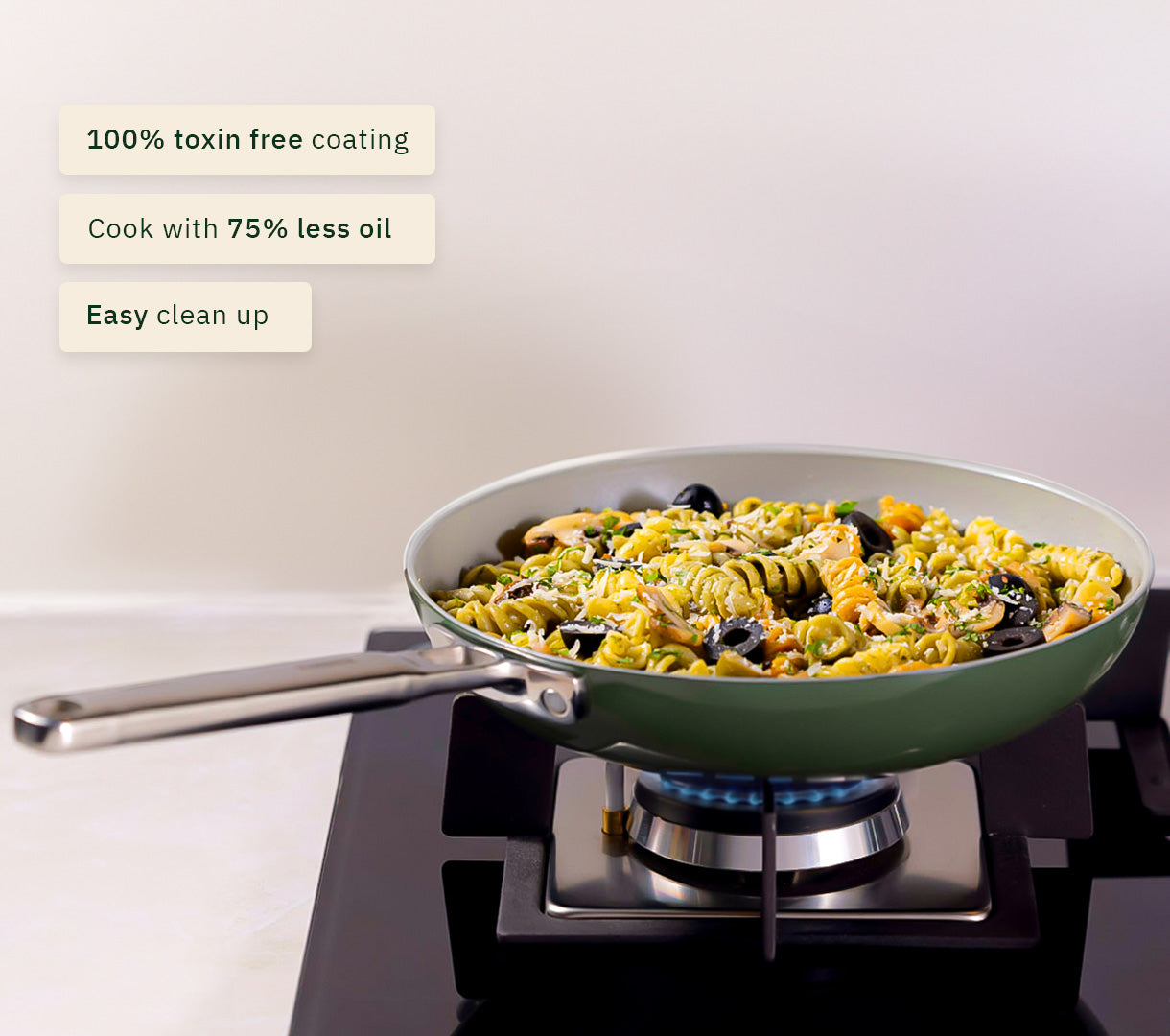 Frypan 24cm with glass lid - Coorg Green