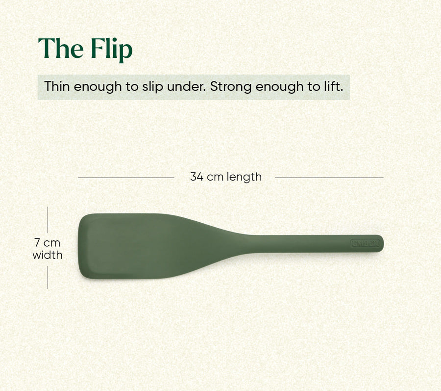 Set of 7 (Ladle, Brush, Flip, Stir, Scrape, Tong, Fish Spatula) - Coorg Green