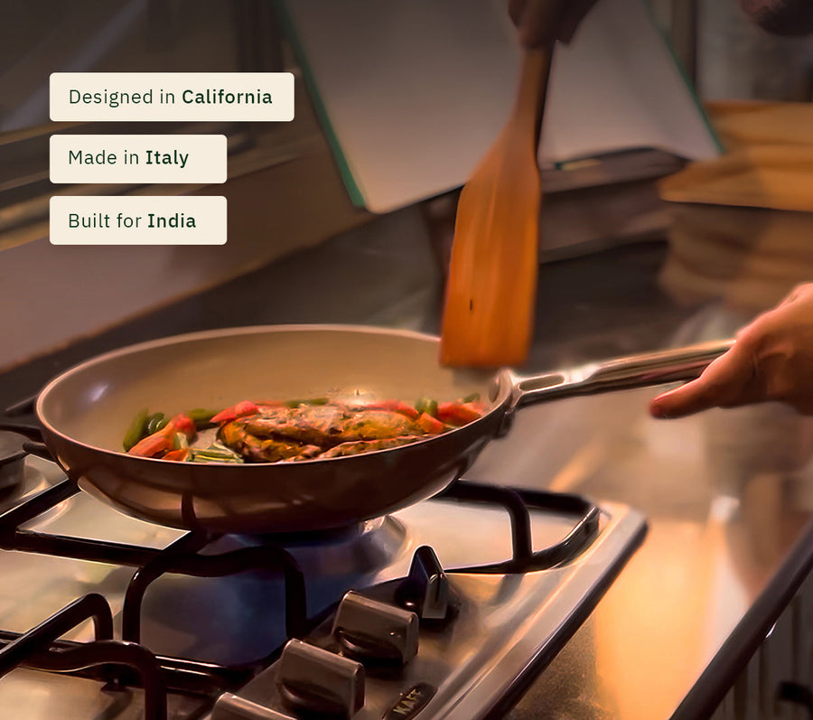 Frypan 24cm with glass lid - Jaipur Terracotta