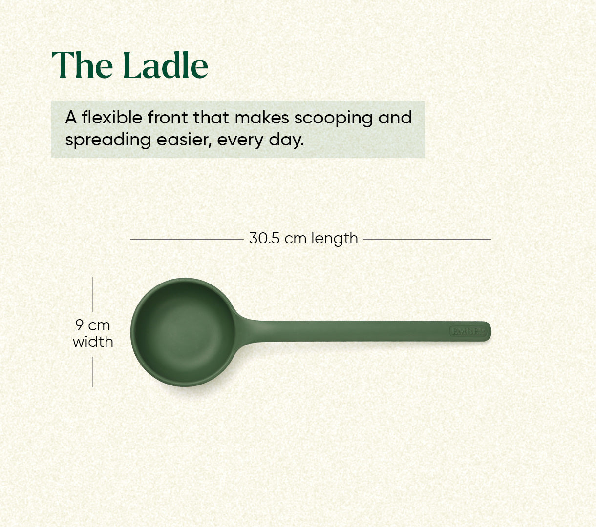 Set of 5 (Ladle, Brush, Flip, Stir, Scrape) - Coorg Green