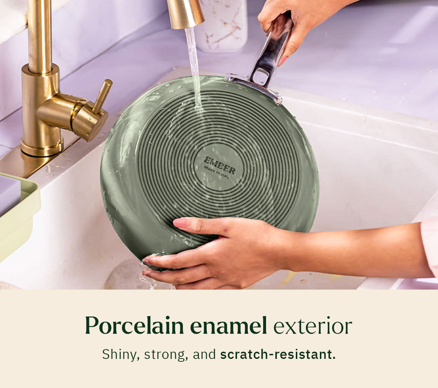 Frypan 24cm with glass lid - Coorg Green