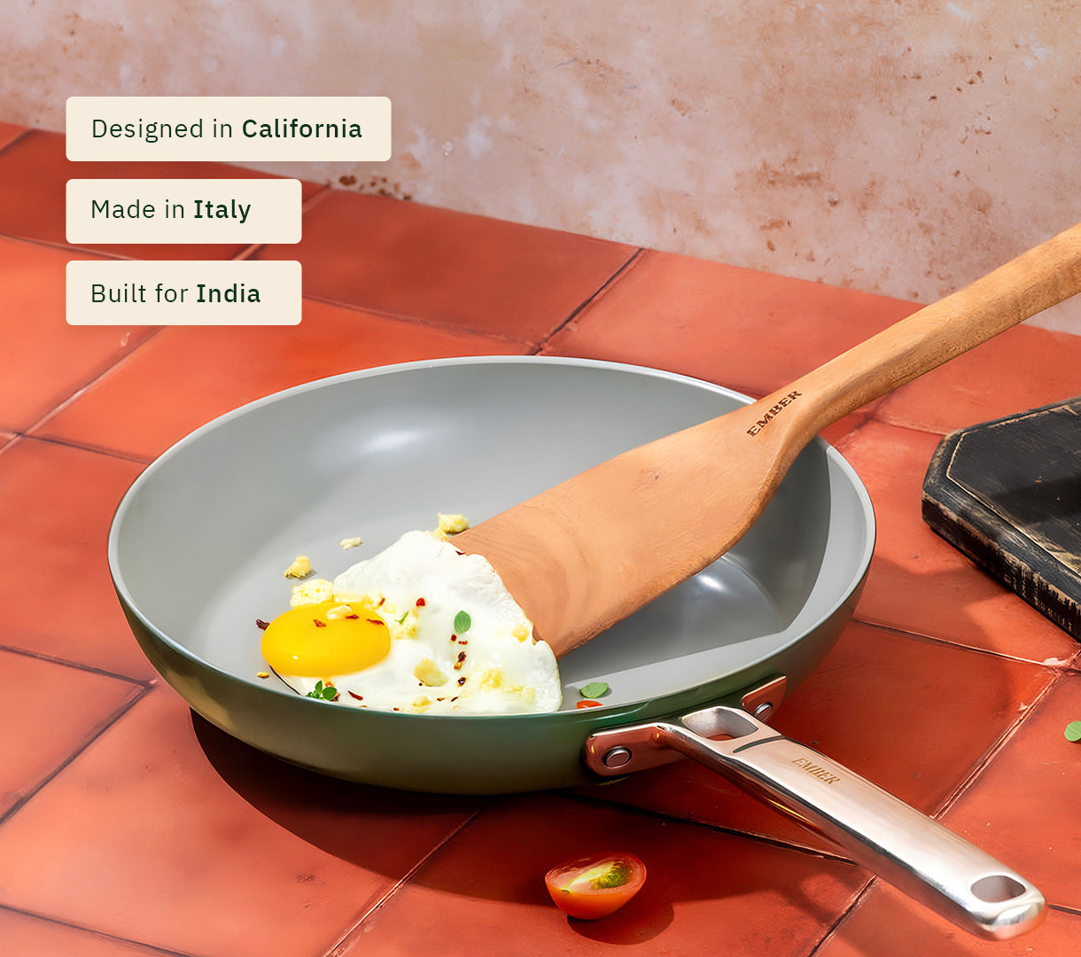 Frypan 24cm with glass lid - Coorg Green