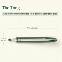 Set of 7 (Ladle, Brush, Flip, Stir, Scrape, Tong, Fish Spatula) - Coorg Green