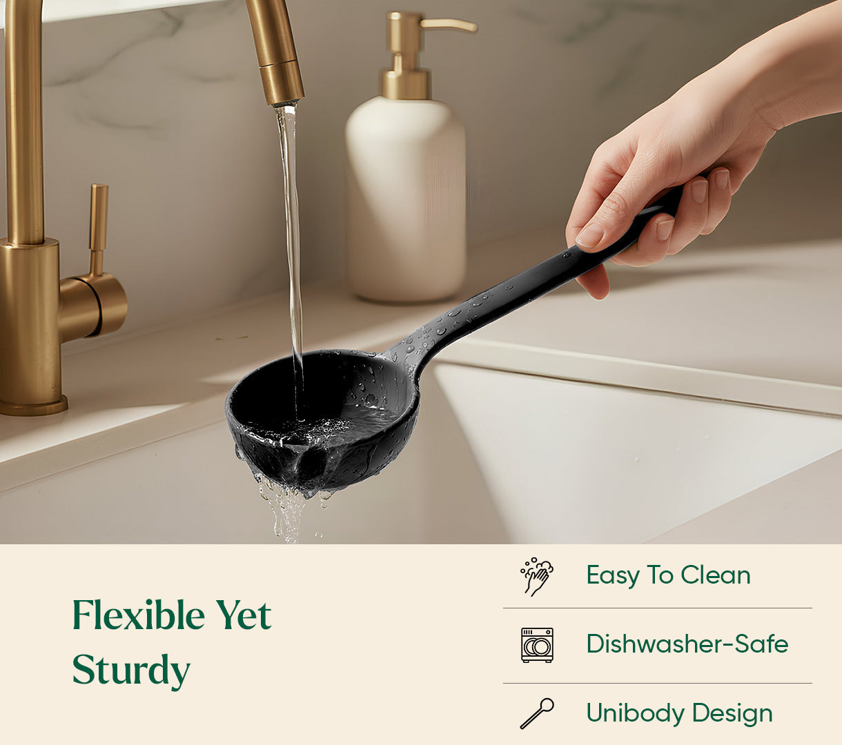 Set of 5 (Ladle, Brush, Flip, Stir, Scrape) - Black