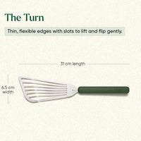 Set of 7 (Ladle, Brush, Flip, Stir, Scrape, Tong, Fish Spatula) - Coorg Green